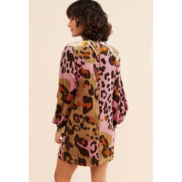 Anthropologie Eleanor Layla Velvet Leopard Tunic Dress Women's Sz 6 - Picture 3 of 10